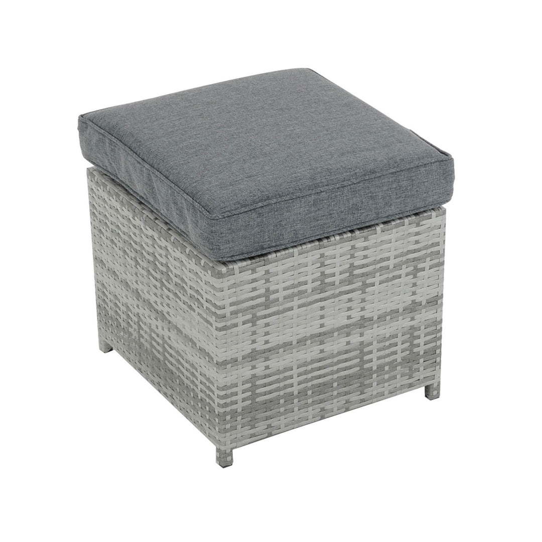 Azuma Grey Rattan Garden Cube Set Table Chairs Stools Monza