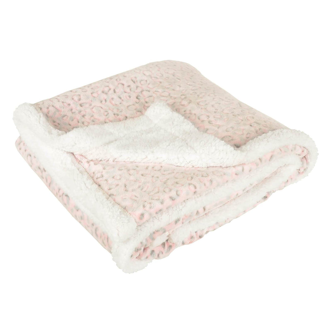 Hodge & Hodge Pink Leopard Print Blanket Throw Sherpa Fleece