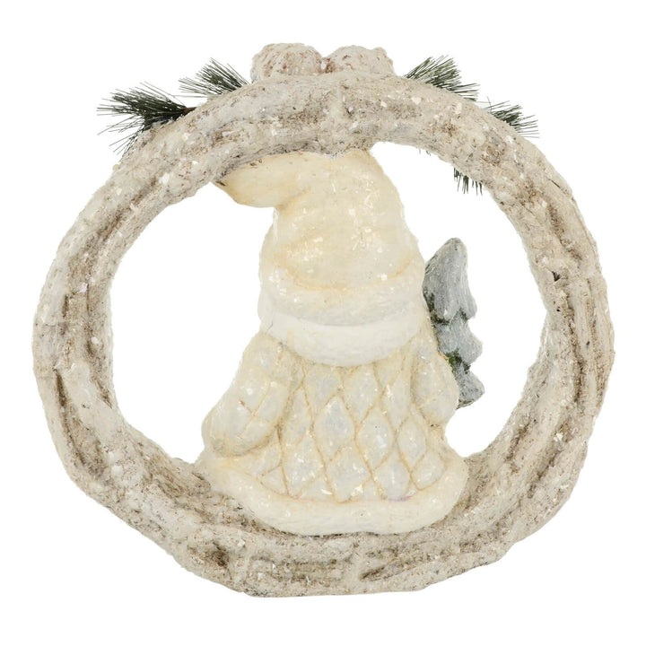 Light Up Christmas Figure On Wreath Ceramic Decoration 40cm