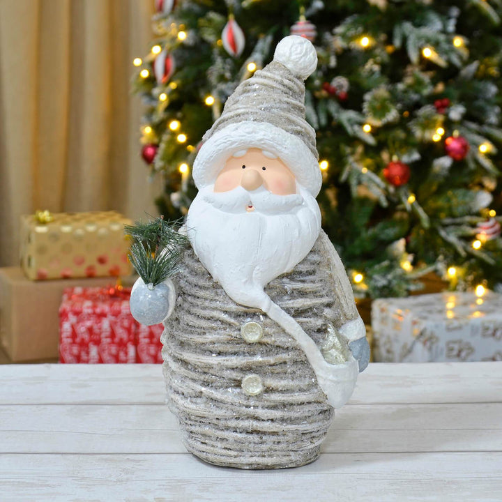 Christmas Figure Decoration Ceramic Pine Branch Rustic 45cm