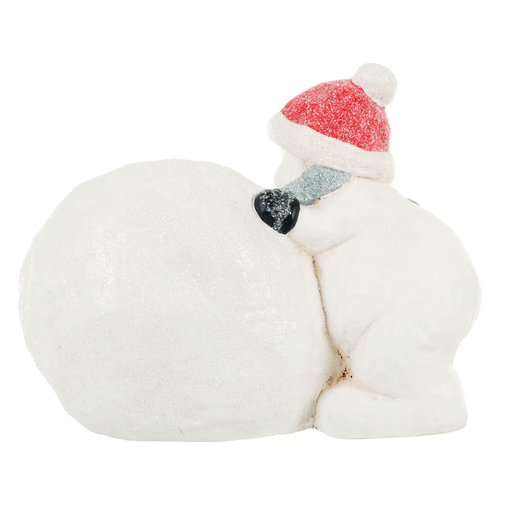 Large Light Up Snowball Christmas Decoration Snowman Ceramic 41cm