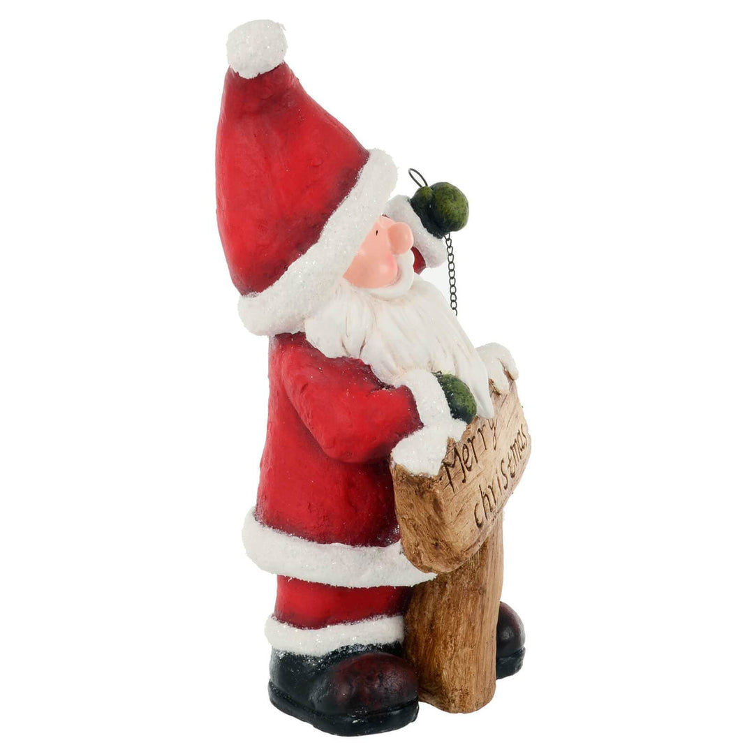 Santa Decoration Tealight Lantern Merry Christmas Sign Ceramic 45cm