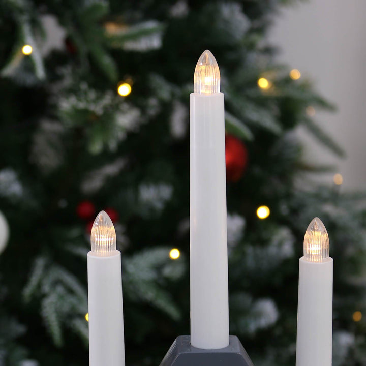 5 Light Christmas Candle Bridge Grey Wooden Decoration LED 40cm