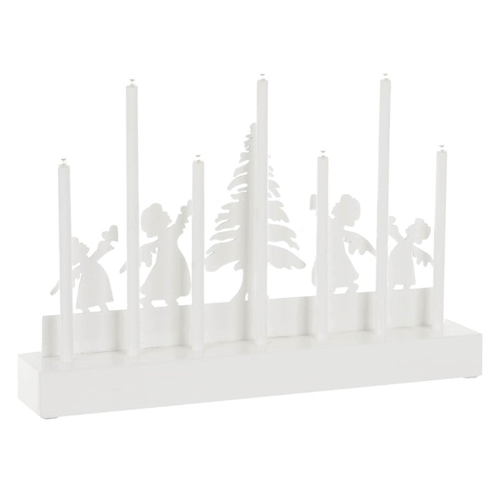 7 Light Christmas Candle Decoration White Silhouette Scene 32cm