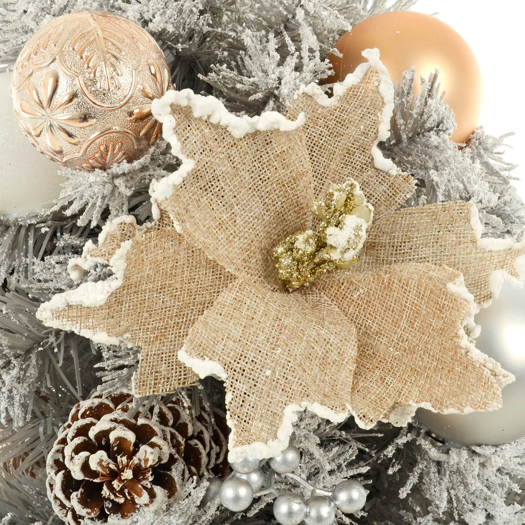 60cm Snowy Grey Xmas Mini Tree With Gold/Silver Decorations