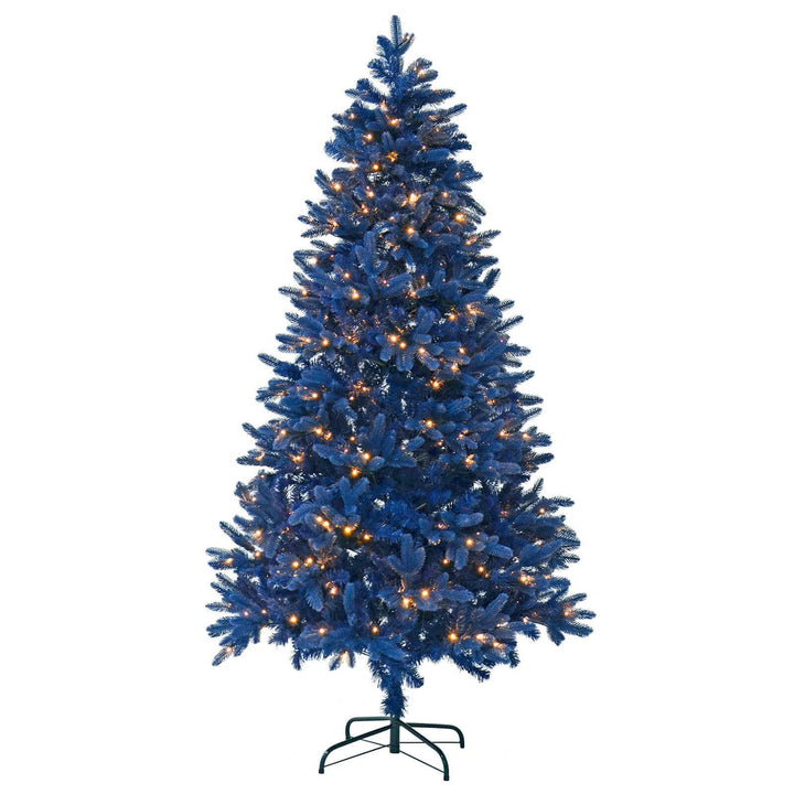 Luxury Pre Lit Navy Pencil Christmas Tree Warm White Lights 6ft