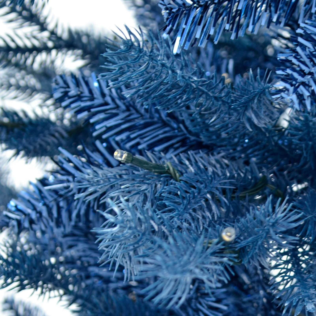 6ft 7ft Pre Lit Slim Navy Blue Christmas Tree Warm White Lights