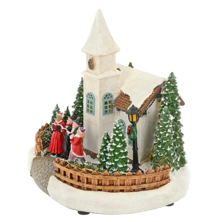 Christmas Church Choir Snow Scene Light Up Decoration 25cm