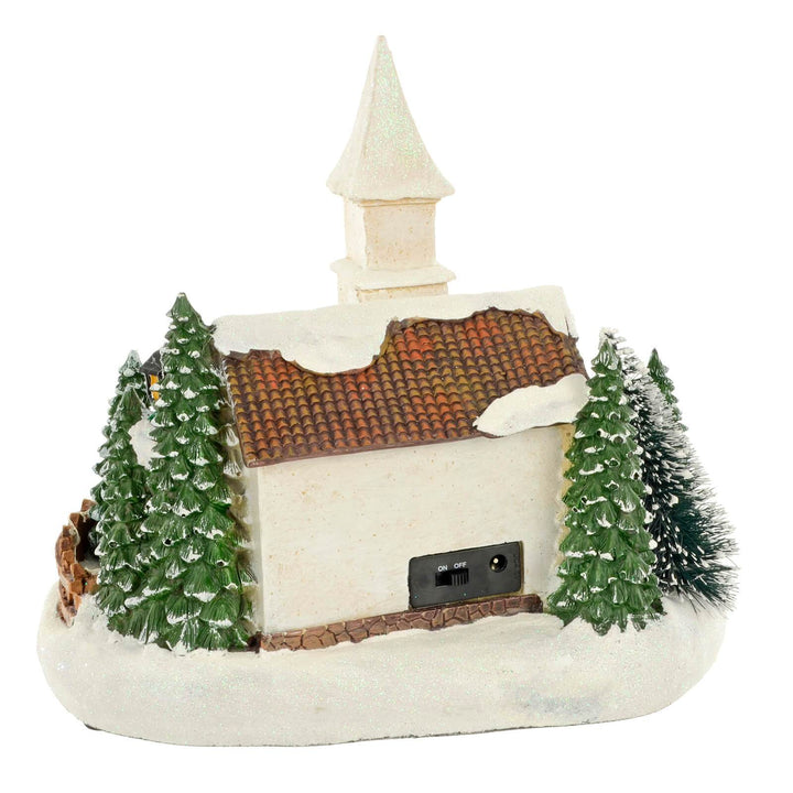 Christmas Church Choir Snow Scene Light Up Decoration 25cm