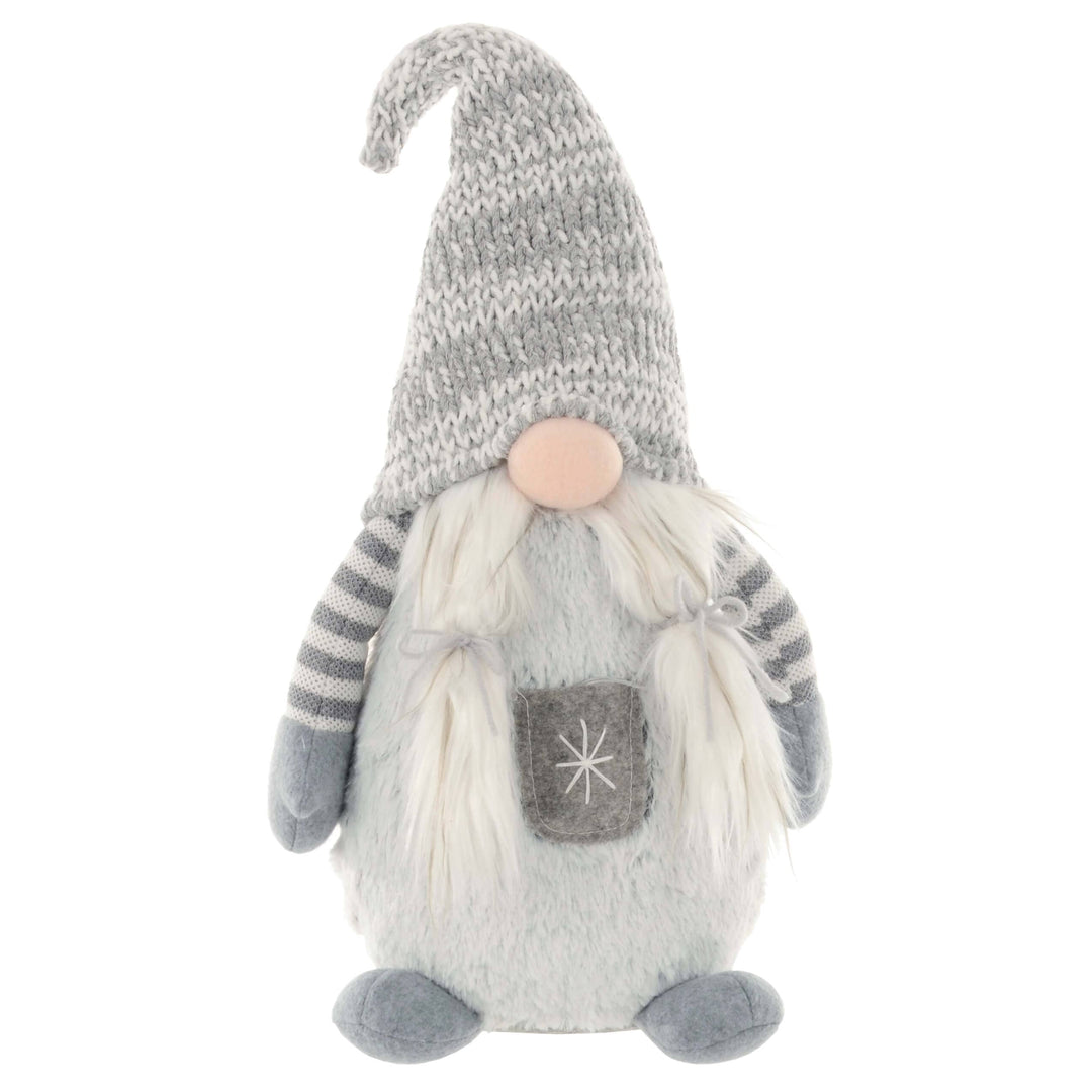 Light Up Fabric Gonk Grey White Christmas Decoration 50cm