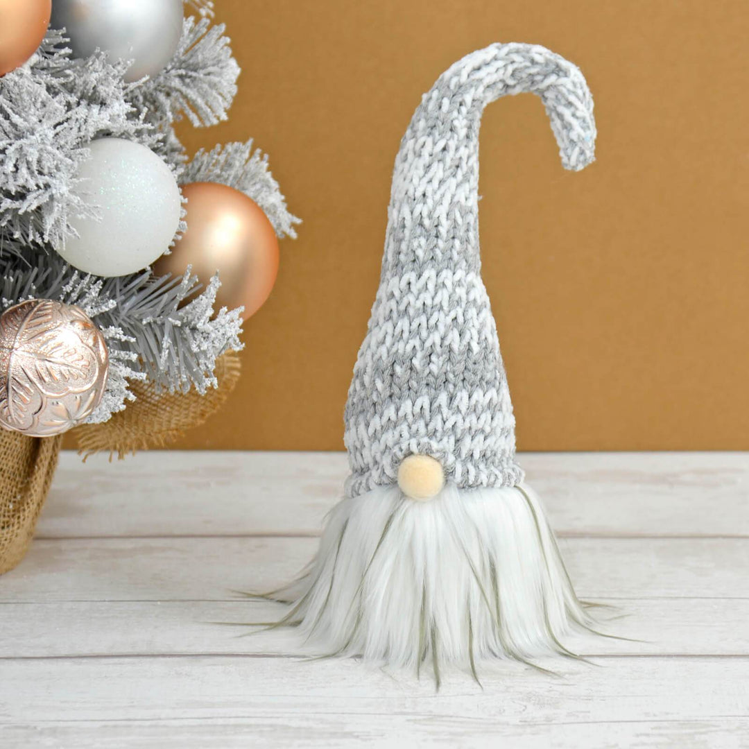 Fabric Gonk Grey Tall Bendy Hat Christmas Gnome Decoration 30cm Light Grey