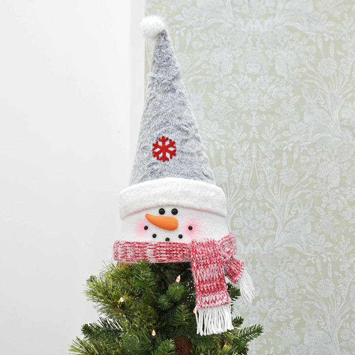 Novelty Christmas Tree Topper Santa Snowman Fabric Cone Hat 48cm Snowman