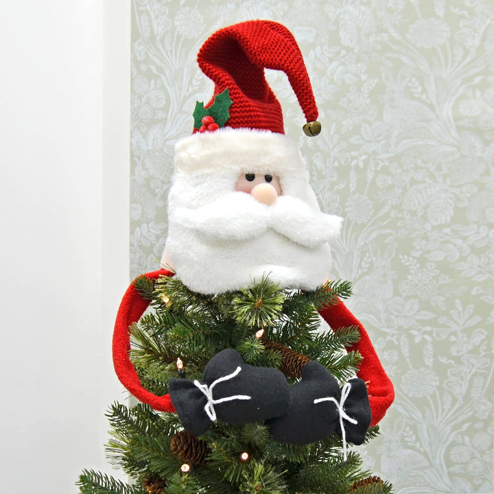 Novelty Christmas Tree Hugger Topper Bendy Arms Elf Santa Snowman Santa