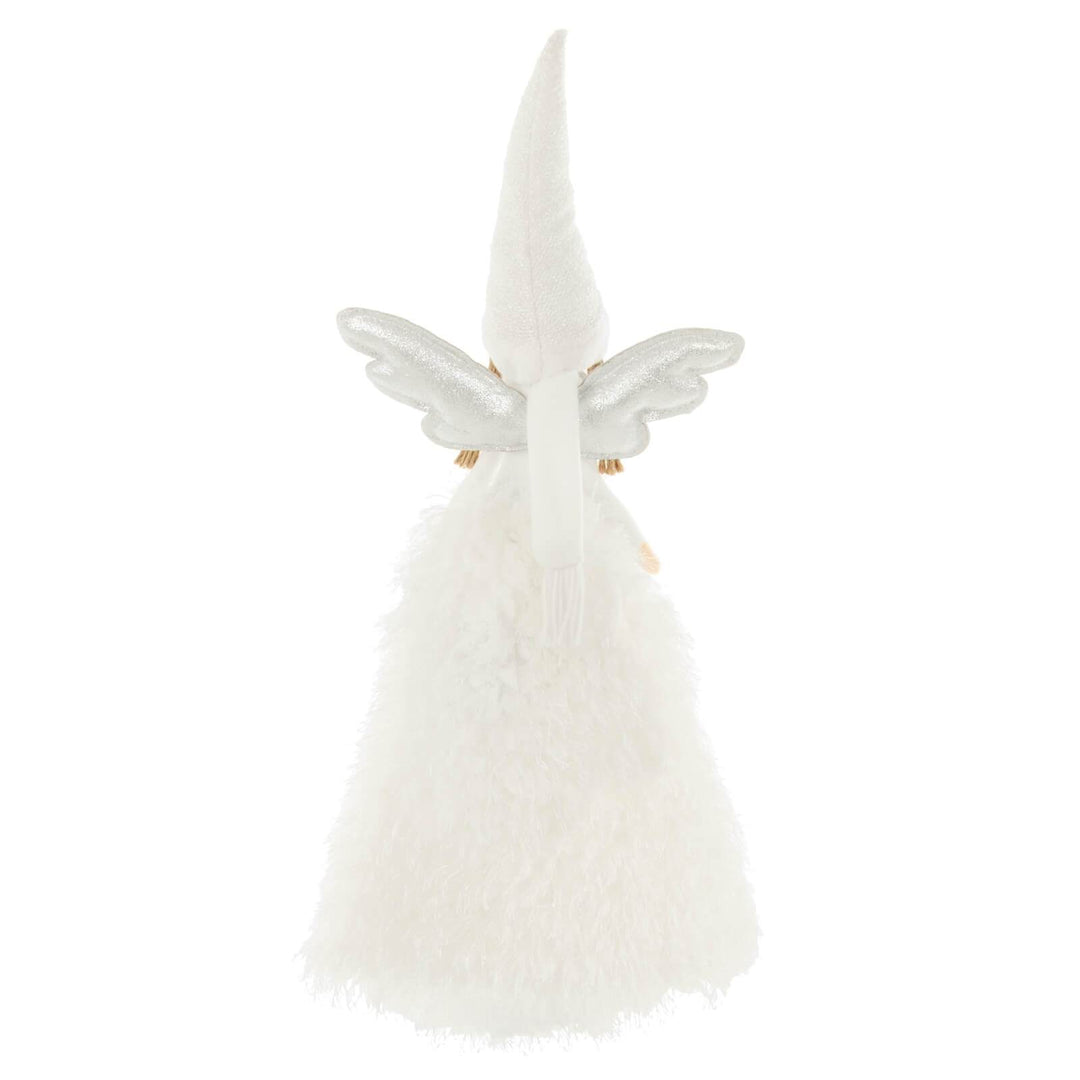 Fabric Christmas Tree Fairy Topper White Silver Long Robe 55cm