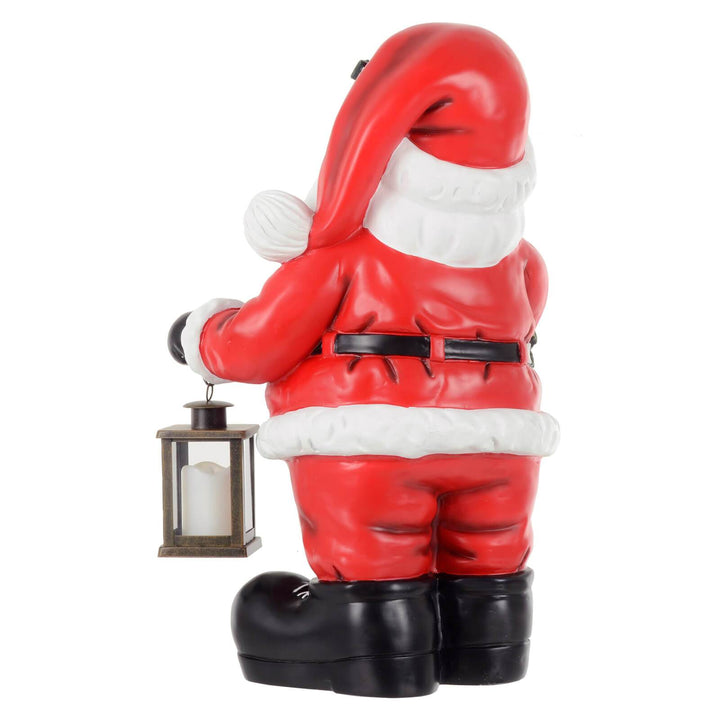 Large Light Up Santa Christmas Ornament With Lantern Wreath 64cm