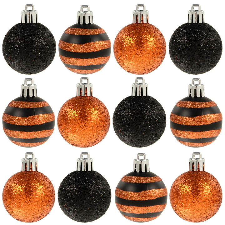 12pk Mini Halloween Decorative Baubles 4cm Glitter