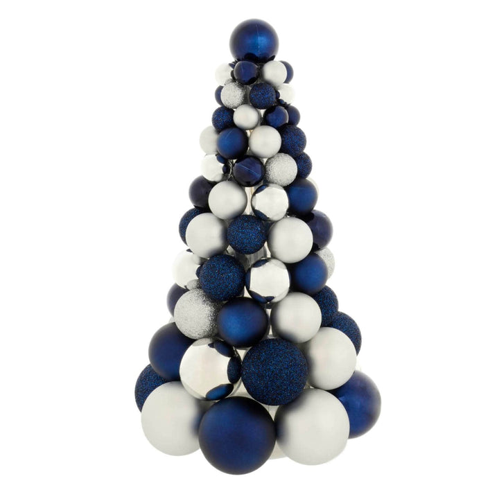 Mini Bauble Tree Shaped Christmas Decoration 34cm Tall Navy