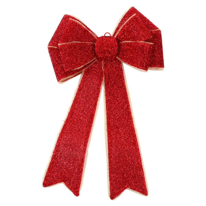 Light Up Christmas Door Bow Decoration Glitter 60cm Red