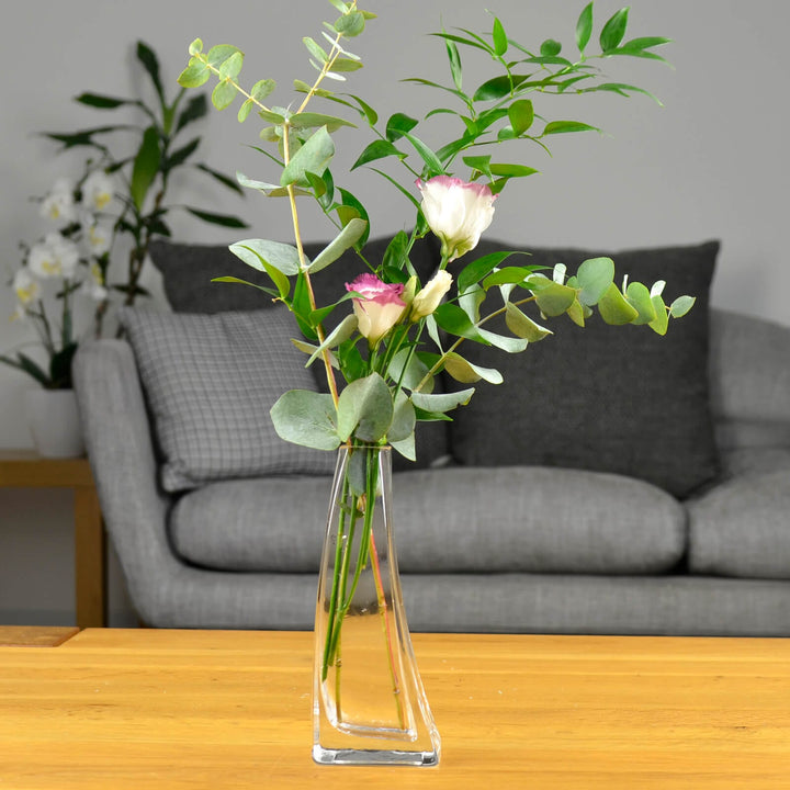 Snapdragon Flower Vase Clear Glass Curved Stem Bud 19cm