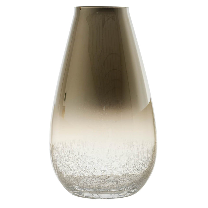 Crackle Vase Ombre Smoked Glass Polished Silver Top 25cm