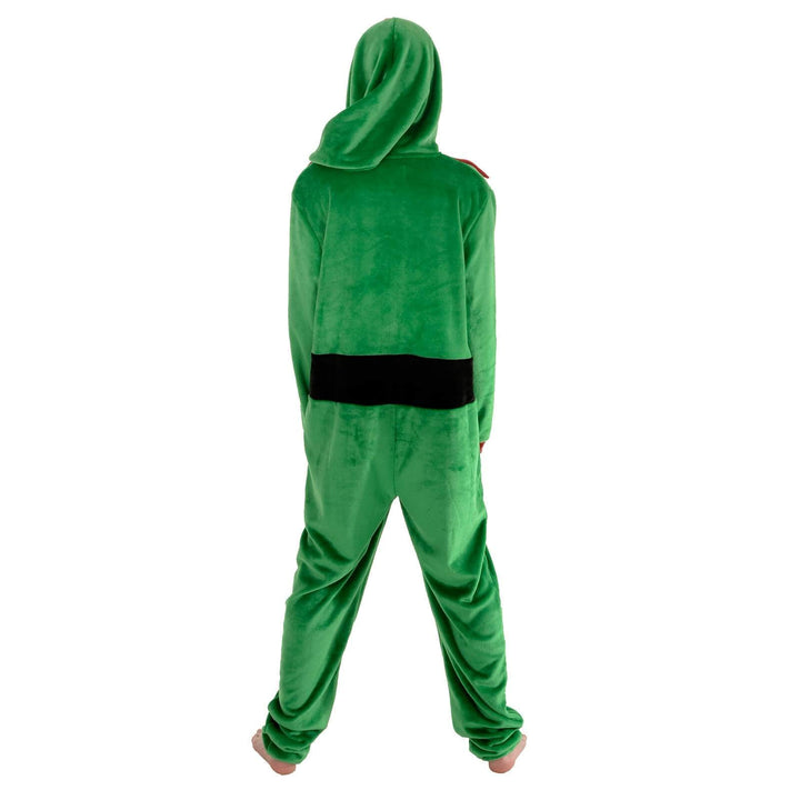 Mens All in One Elf Pyjama Suit Fleece Christmas Nightwear