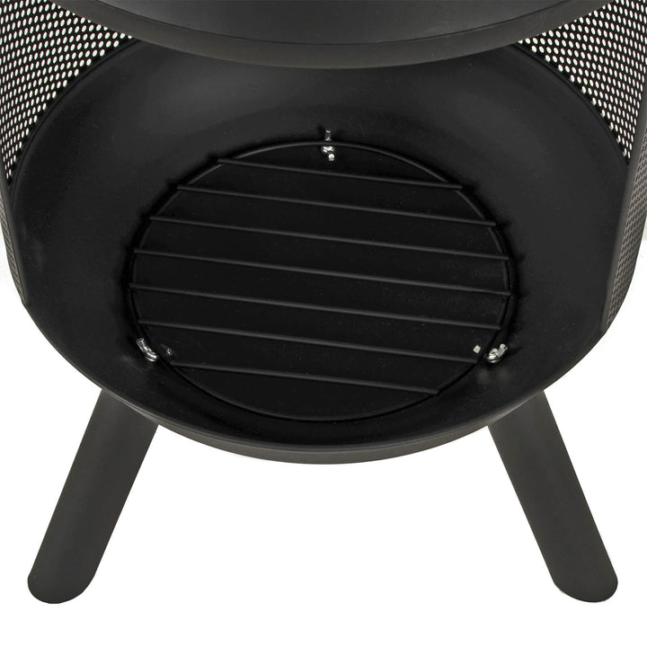 Vatra Wood Burning Fire Pit Chimney Patio Heater Black