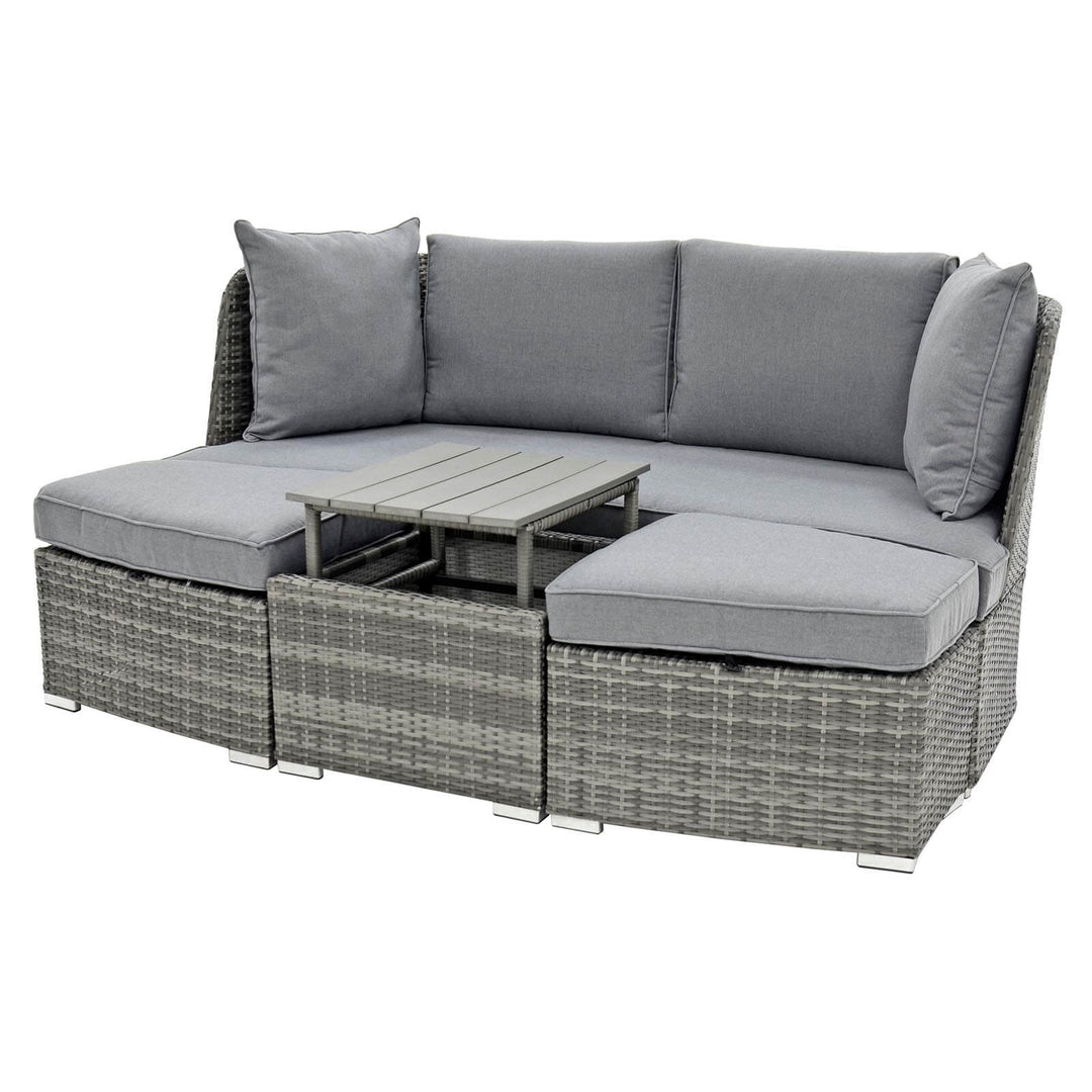 Casares Garden Sofa Suite Grey Rattan Day Bed Rising Table