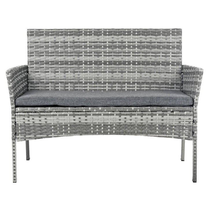 Garden Bench 2 Seat Grey Rattan Outdoor Furniture Azuma