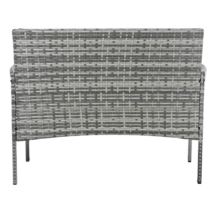 Garden Bench 2 Seat Grey Rattan Outdoor Furniture Azuma