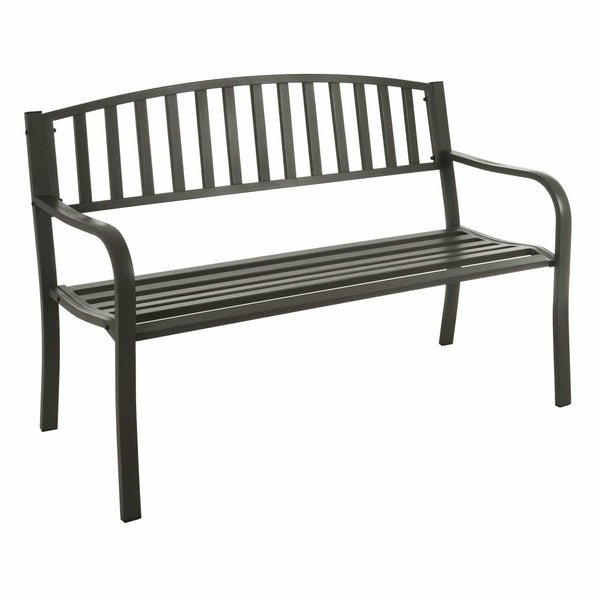 Grey Metal Garden Bench 2 Seater Coated Steel Azuma Cazorla