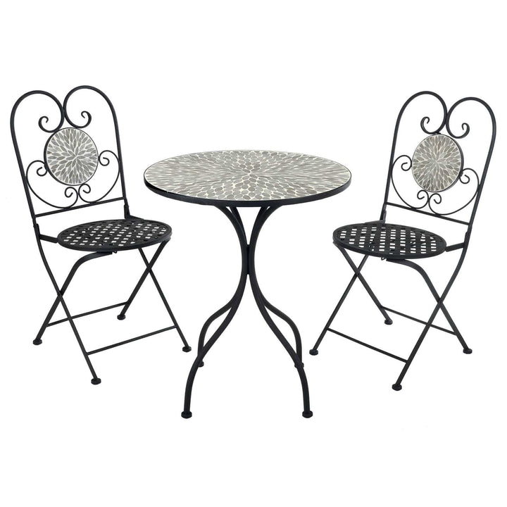 Azuma Garden Bistro Set Table Chairs Mosaic Tile Greek Design Santorini