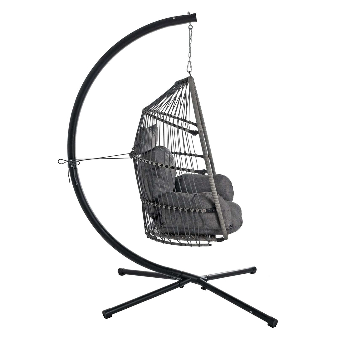 Rimini Swing Chair Garden Hanging Seat Basket Grey Rattan