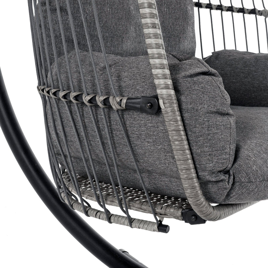 Rimini Swing Chair Garden Hanging Seat Basket Grey Rattan