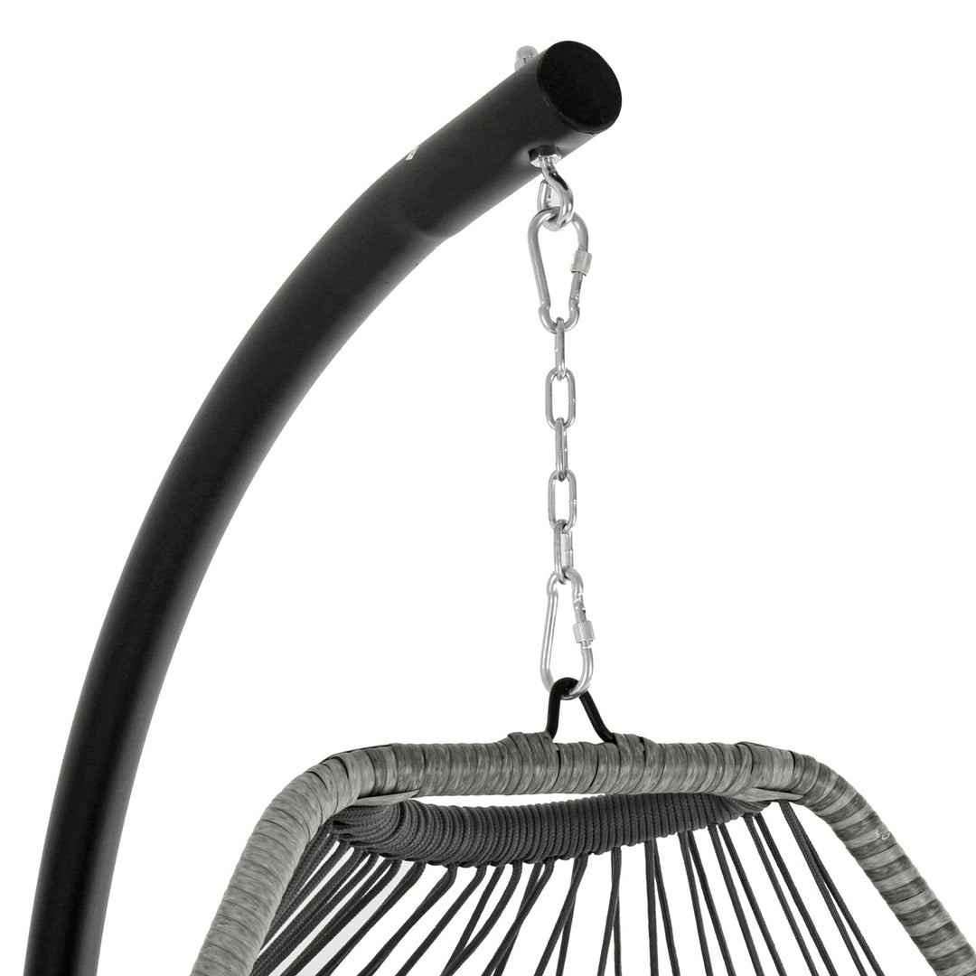 Rimini Swing Chair Garden Hanging Seat Basket Grey Rattan