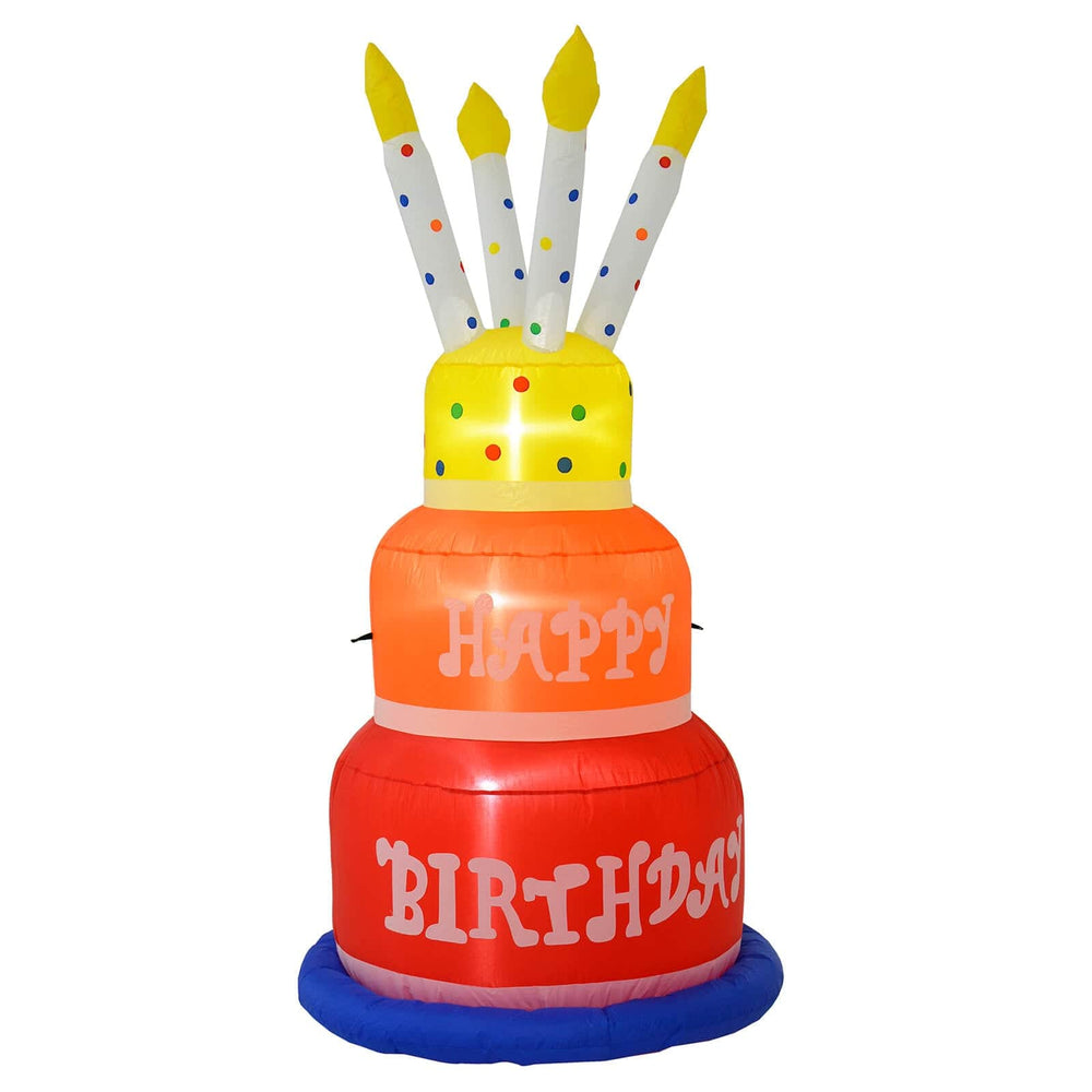 6ft Happy Birthday Cake Candles Light Up Inflatable Decoration