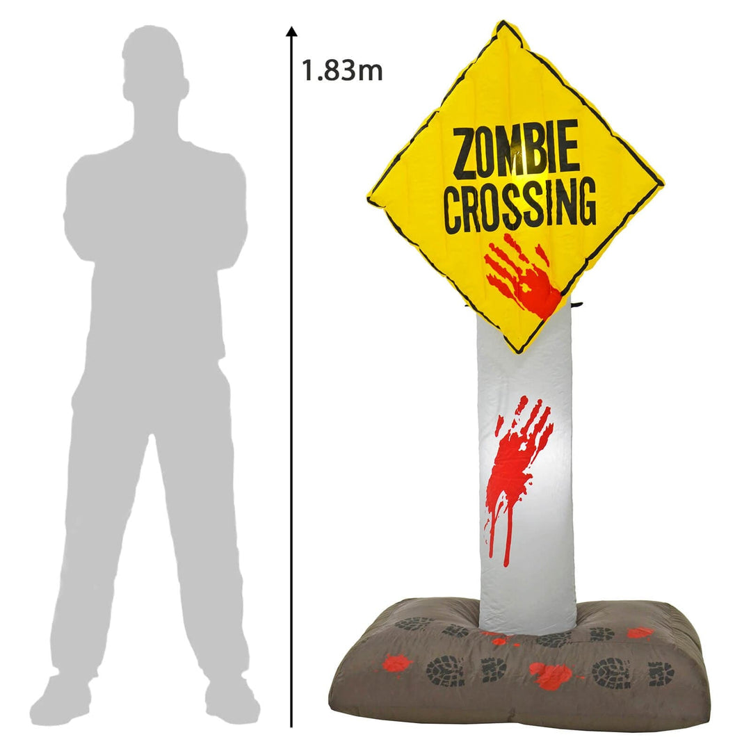 6ft LED Inflatable Zombie Sign Halloween Party Decoration