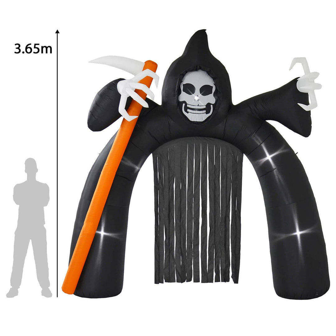 12ft Light Up Inflatable Halloween Arch Grim Reaper Decoration