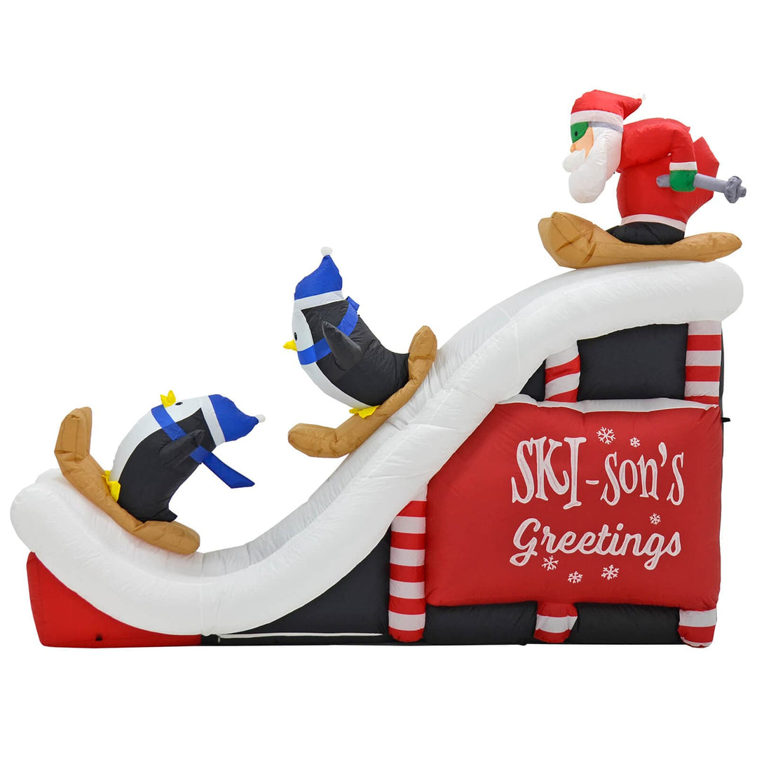 9ft LED Inflatable Santa Ski Jump Penguins Christmas Decoration