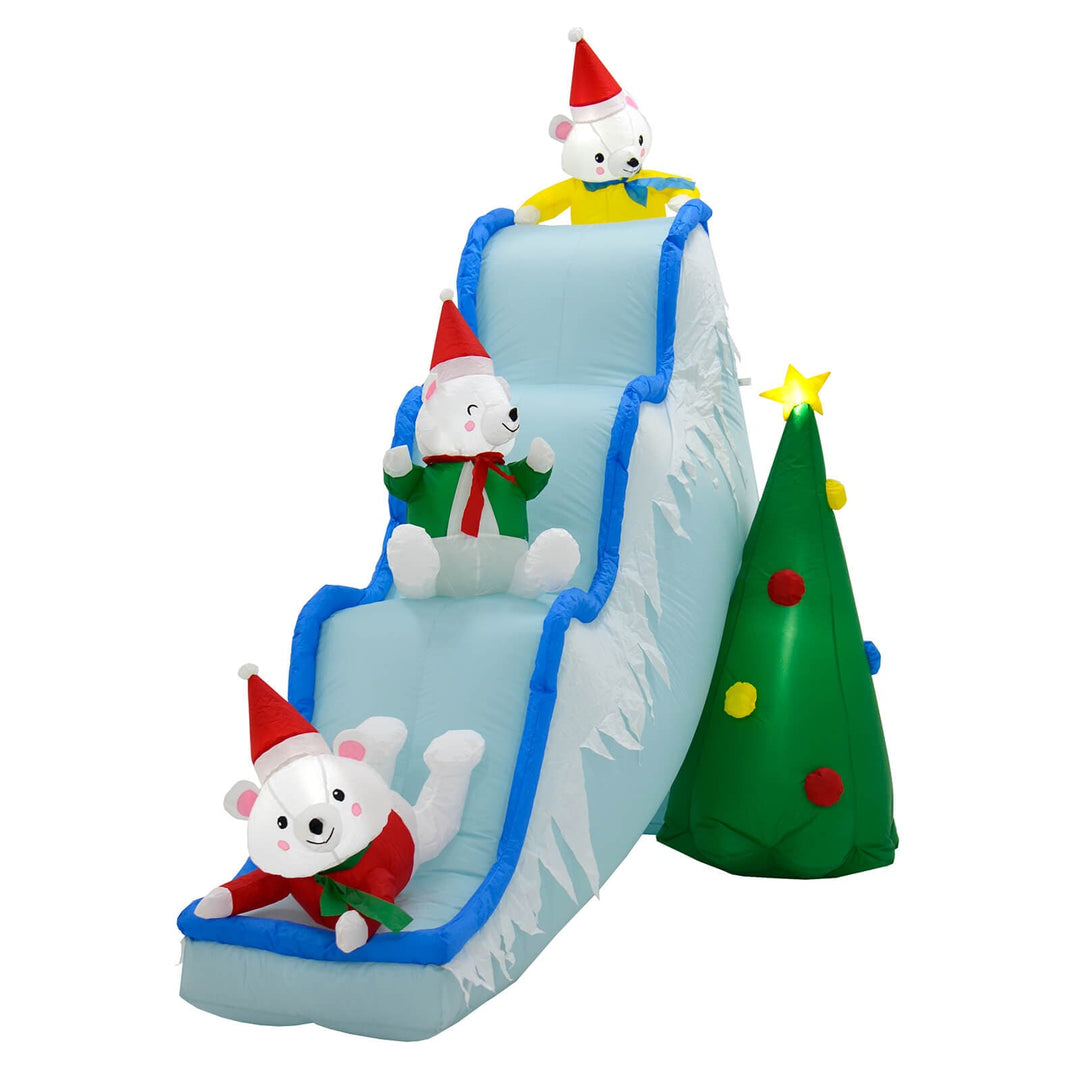 9ft Inflatable Light Up Polar Bear Slide Tree Christmas Decoration