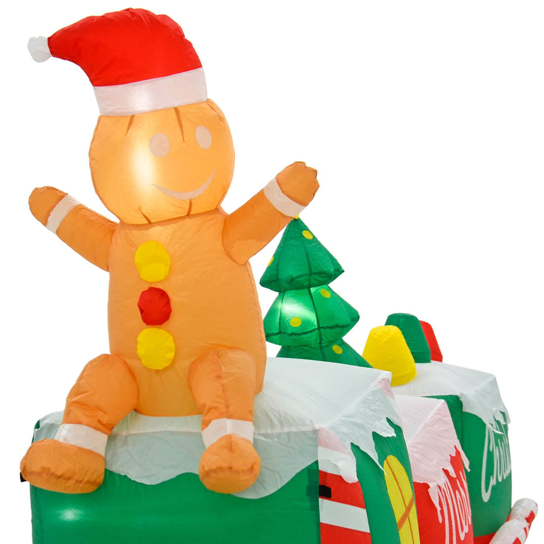 10ft Inflatable Gingerbread Man Train LED Christmas Decoration