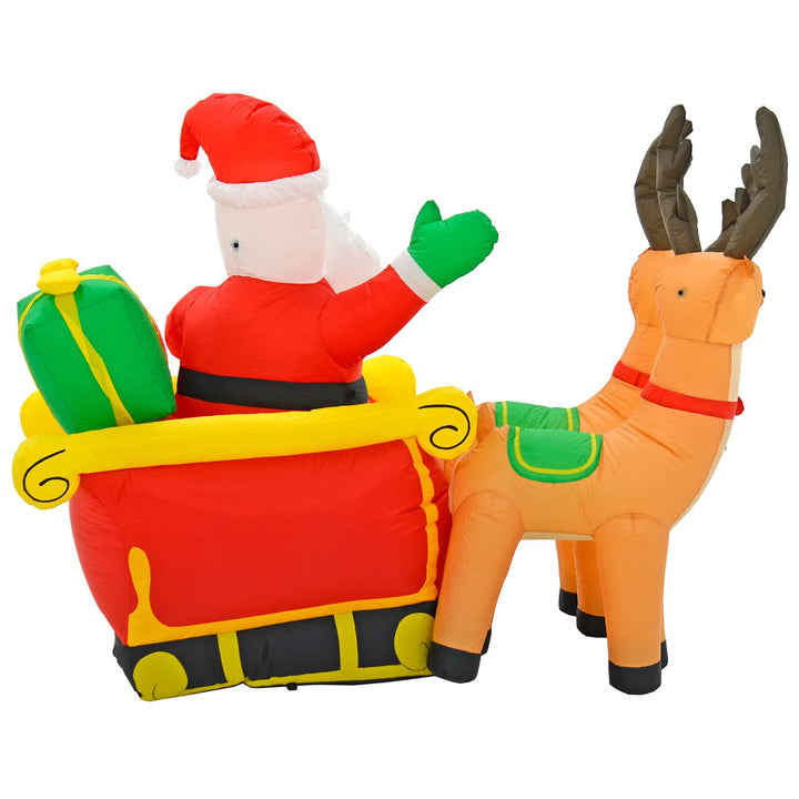 6ft LED Inflatable Santa Sleigh 2 Reindeer Christmas Decoration