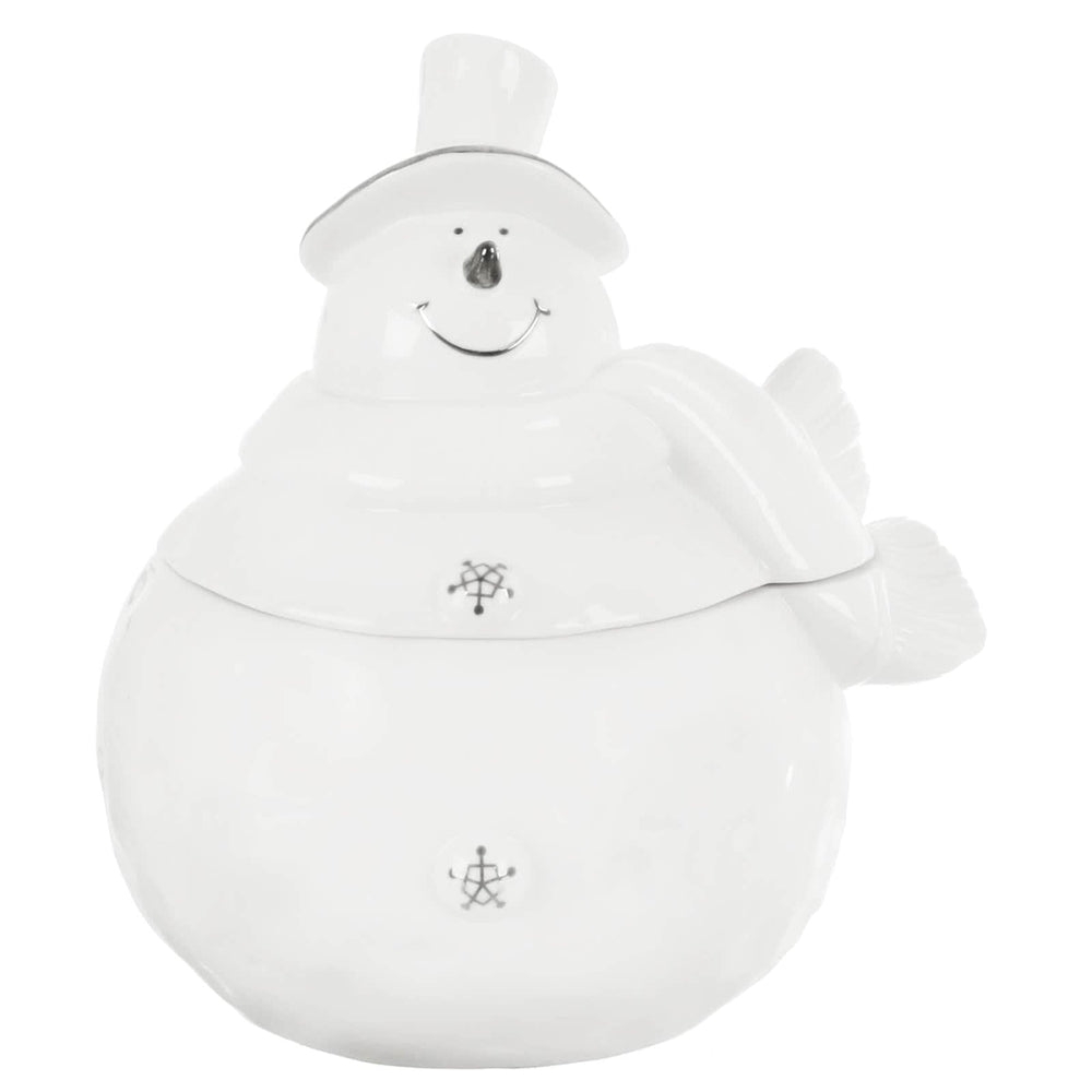 Snowman Storage Jar Christmas Treats Holder White Ceramic 19cm