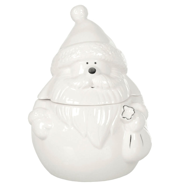 Santa Christmas Storage Jar Sweets Holder White Ceramic 18cm