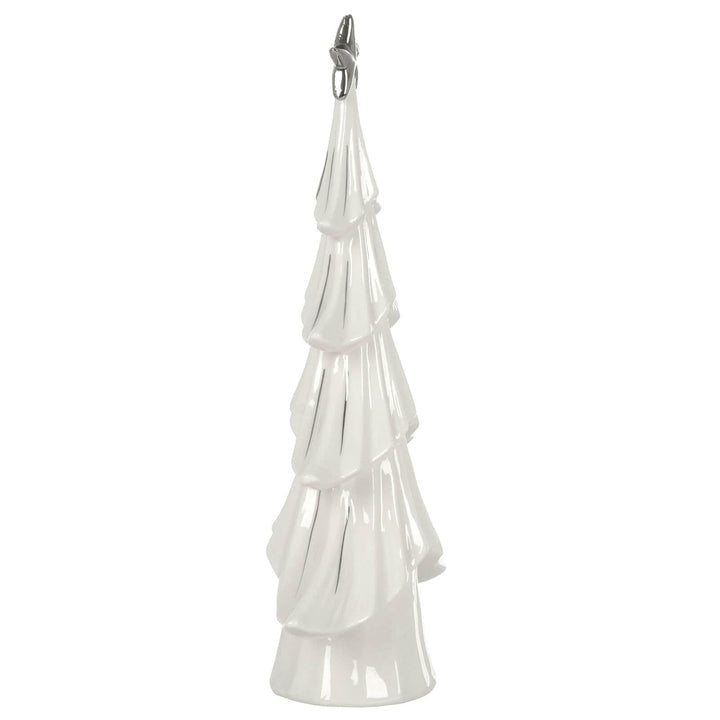 Christmas Tree Decoration Ornament White Ceramic Silver Star 30cm