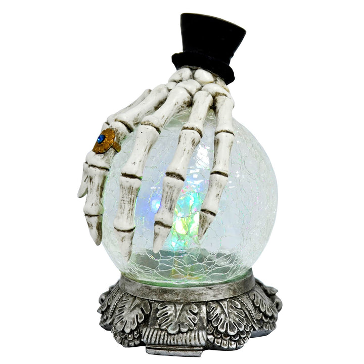 Skeleton Hand LED Crackle Glass Ball Halloween Decoration 20cm