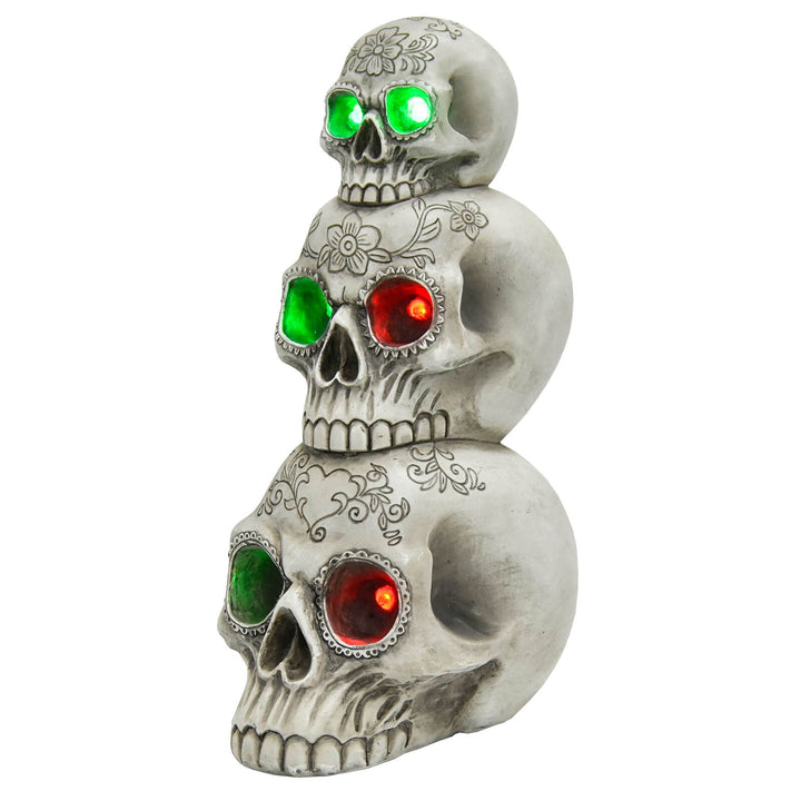 Light Up Skull Stack Colour Change LED Halloween Decoration 30cm