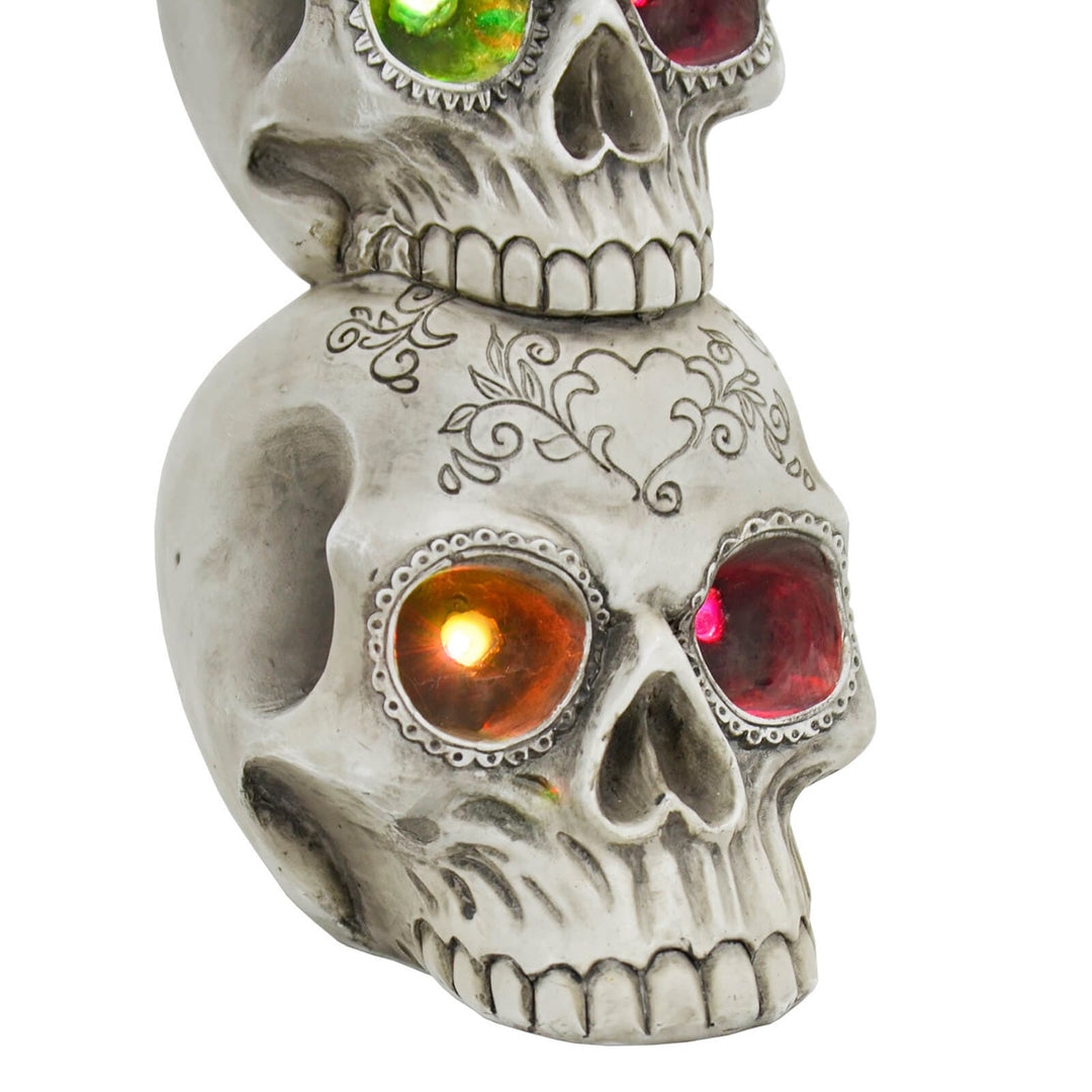 Light Up Skull Stack Colour Change LED Halloween Decoration 30cm