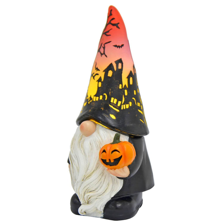 Light Up Halloween Gnome With Pumpkin Figure Decoration 20cm