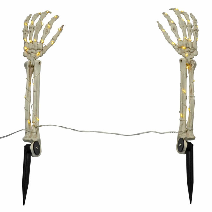 Set Of 2 LED Skeleton Arm Garden Stakes Halloween Decoration 46cm