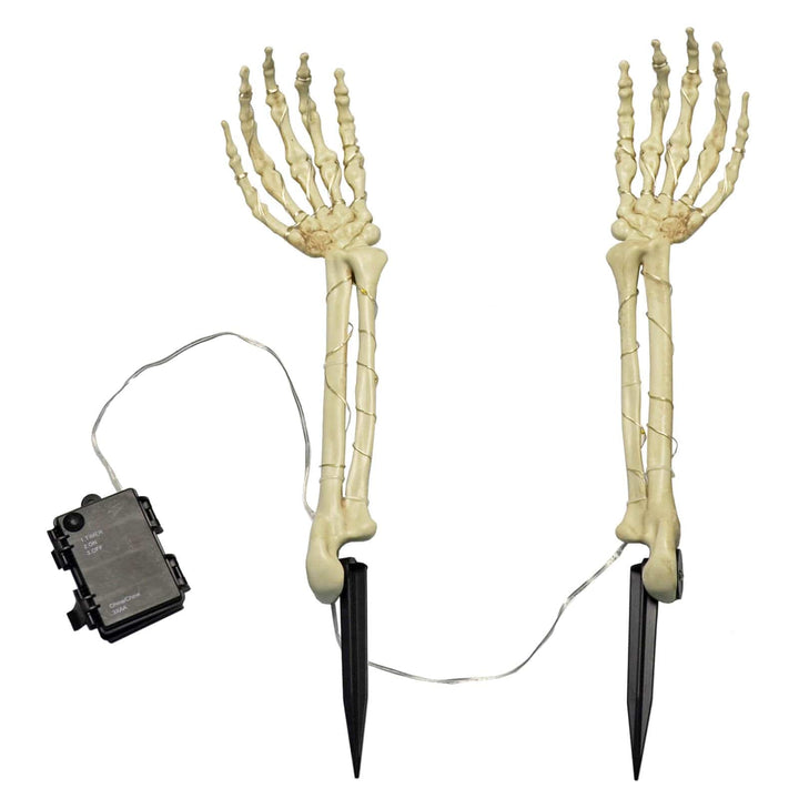 Set Of 2 LED Skeleton Arm Garden Stakes Halloween Decoration 46cm